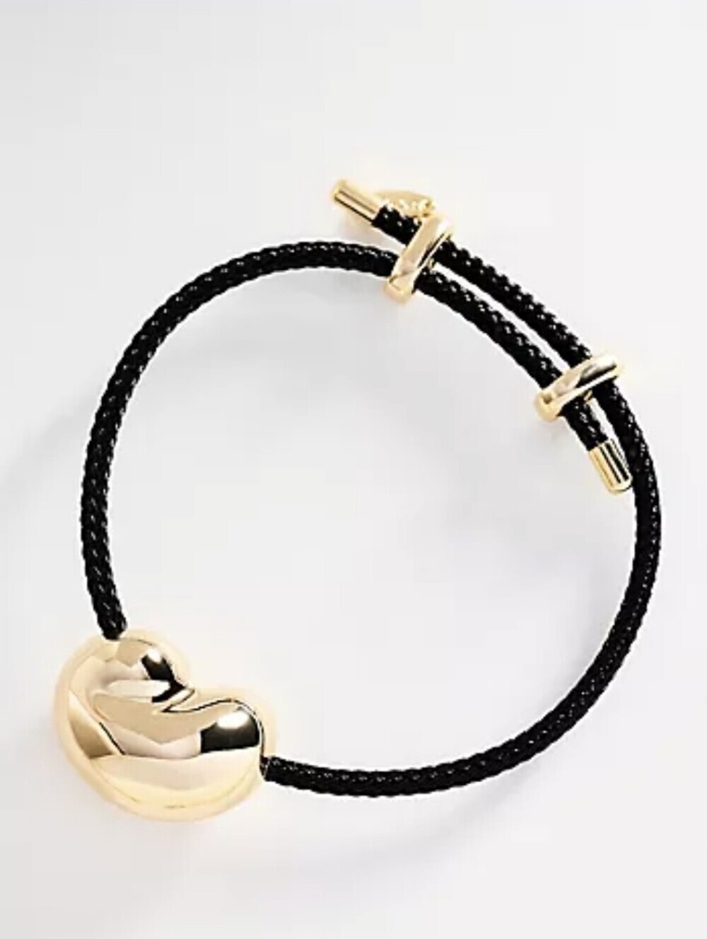 NWT! Anthropologie, Bean Pendant Cord Bracelet, Black/Gold, MSRP $42